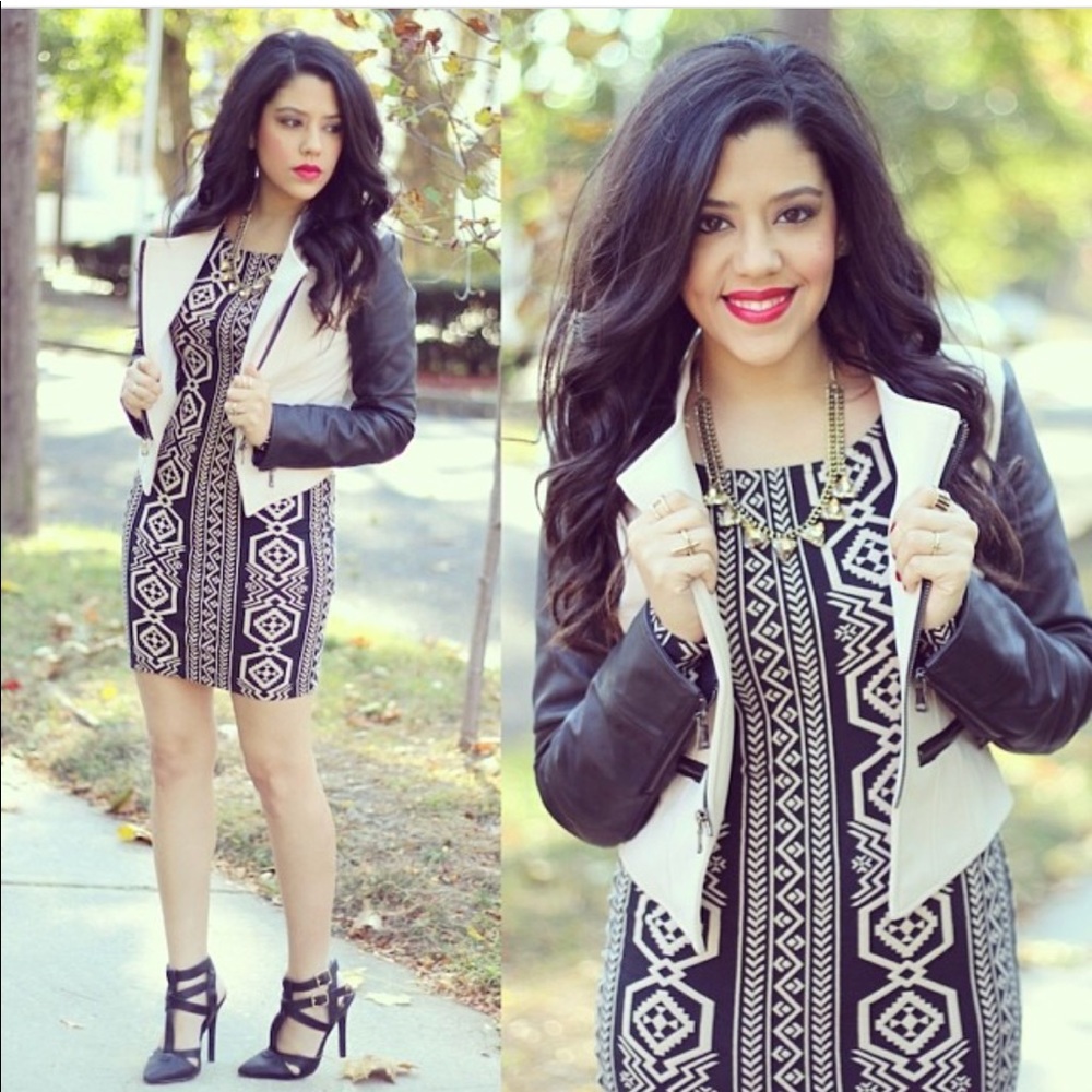 Black & Tan Printed Dress